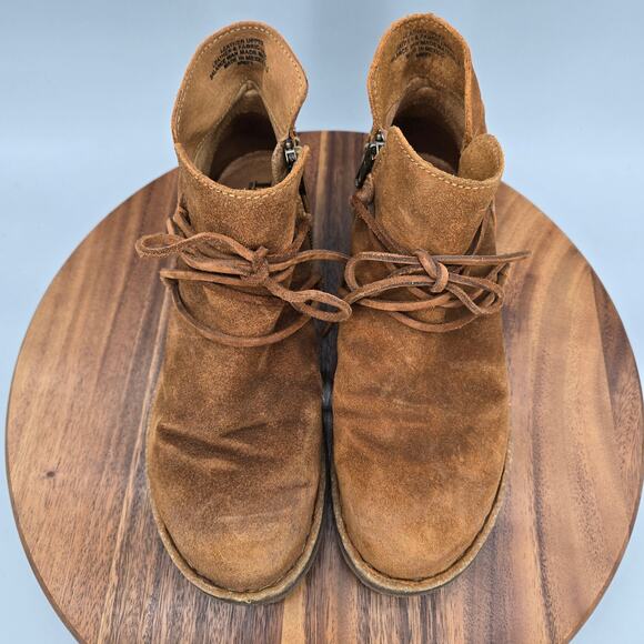 Born Calyn Boots Womens 10 M Brown Suede Leather Lace Up Side Zip Ankle Booties - Picture 6 of 8